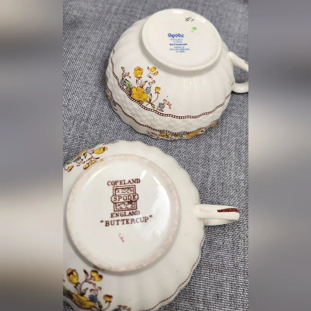 Vintage Copeland "Buttercup" Spode England Tea Cup Set Of 6 Various Condition - Picture 10 of 10